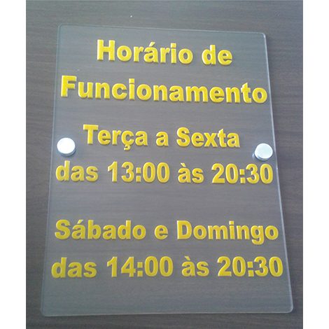 11 placa com horário de atendimento